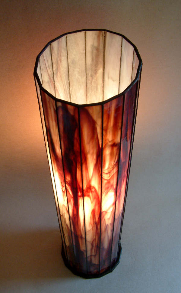 the burning Column Lamp Brown Stump seen from step above