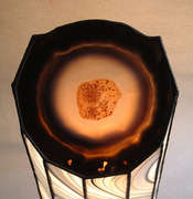 lighted Lamp Red Cat's agate slice with the red dot