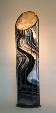 the lamp Black Baroque made out of one sheet of Spectrum glass